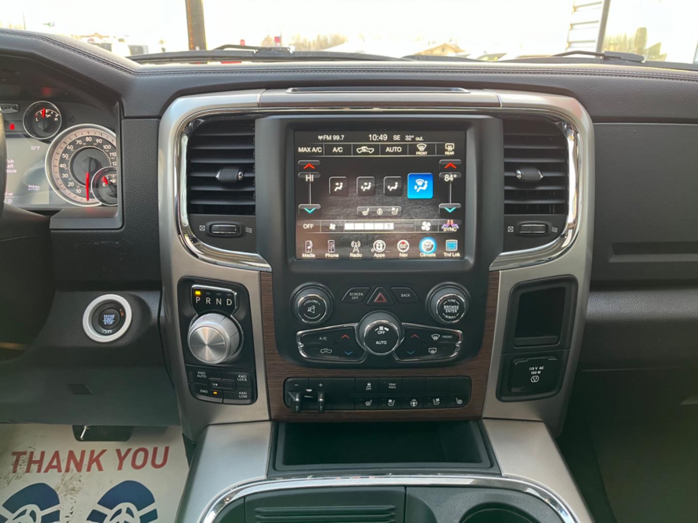 2017 Black /black leather RAM 1500 Laramie Crew Cab SWB 4WD (1C6RR7NTXHS) with an 5.7L V8 OHV 16V engine, 8A transmission, located at 1960 Industrial Drive, Wasilla, 99654, (907) 274-2277, 61.573475, -149.400146 - Photo#19